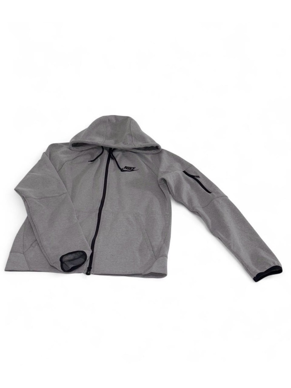 Nike tech men’s Gray Hooded full zip sweatshirt with Black Trim size small